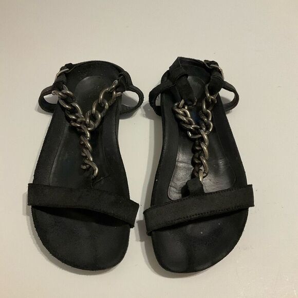 Bimba y Lola Suede Chain Fisherman Sandals, Size 37. (6.5/7 US) Black Spain. - Picture 9 of 16
